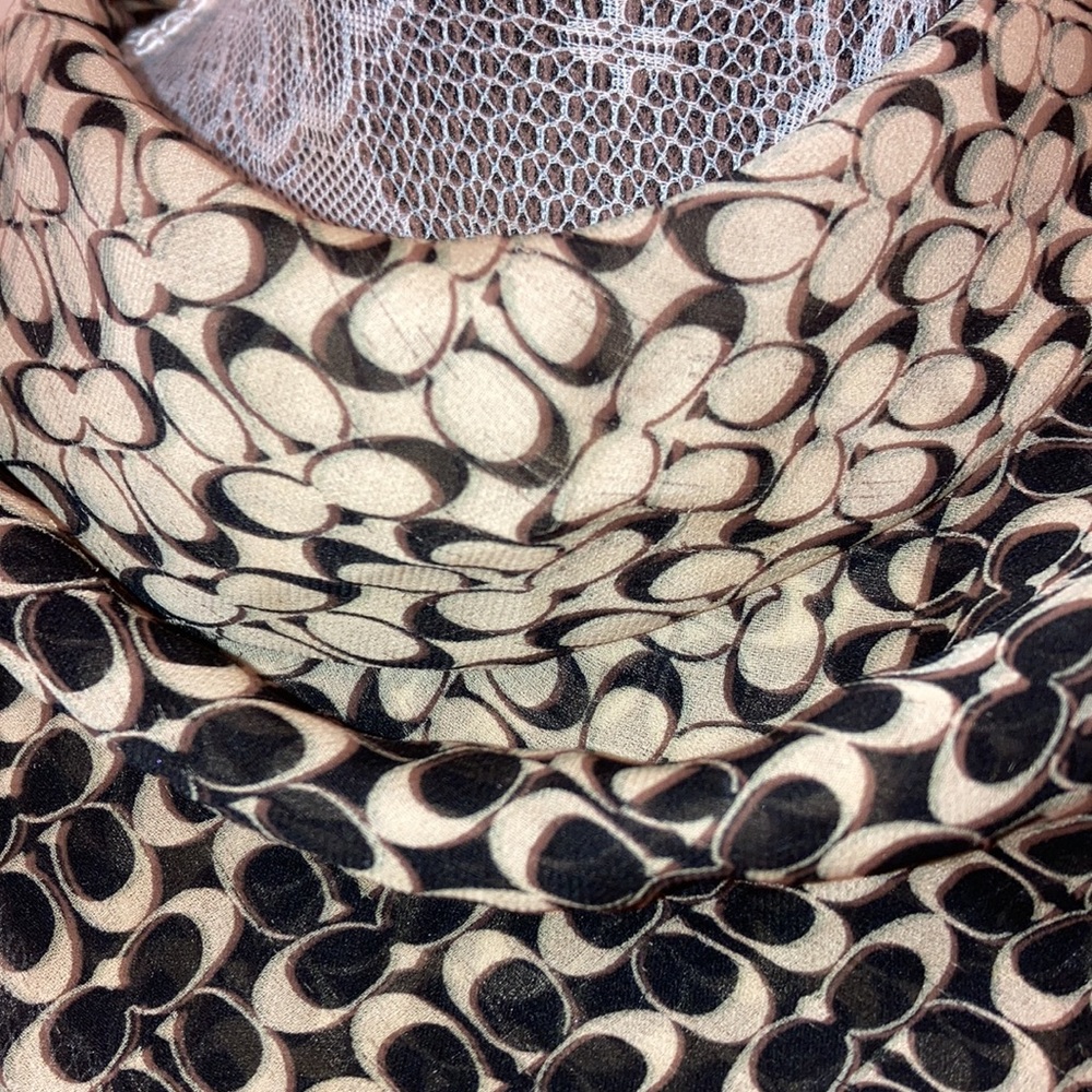Coach Black White Silk Organza Logo Square Scarf - Picture 3 of 6